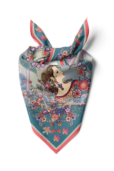 %100 İpek Kadın Desenli Kadın Bandana ürün görseli 1