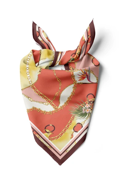 E119 FLOWERS ZİNCİR TASARIMLI BANDANA DG11990 ürün görseli 1