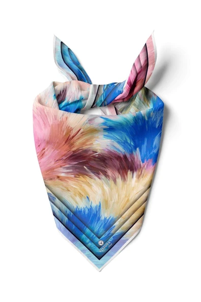 %100 İpek Kadın Desenli Bandana 80x80 ürün görseli 1