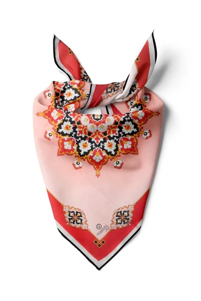 %100 İpek Kadın Desenli Bandana 80x80 ürün görseli 1