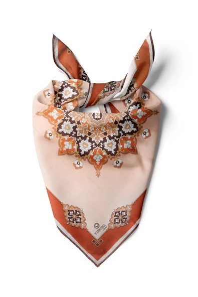 %100 İpek Kadın Desenli Bandana 80x80 ürün görseli 1
