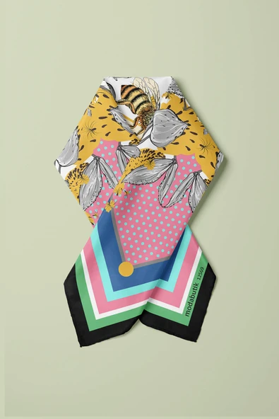 F55 ABSTRACT FLORAL BANDANA - Resim 4