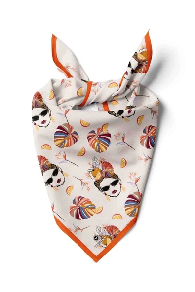 100% Silk Headscarf for Women - 22"x 22" inch Hair Scarf Women Pattern Silk Headscarf Bandanas Square Silk 60368 ürün görseli 1
