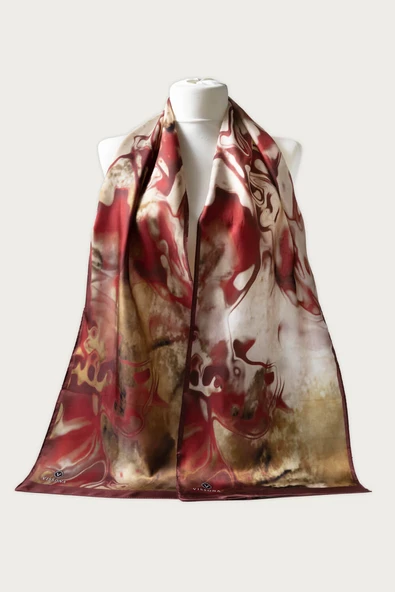 100% Silk Headscarf for Women - 12"x 27"/30 * 170cm Hair Scarf Silk Headscarf Bandanas Rectangular Silk, Patterned, 60397 ürün görseli 1