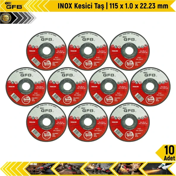 Gfb İnox Kesici Taş | 115X1.0X22.23 Mm | 10 Adet ürün görseli 1