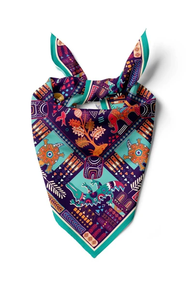 Vissona Etnik Desenli İpek Kadın Bandana ürün görseli 1