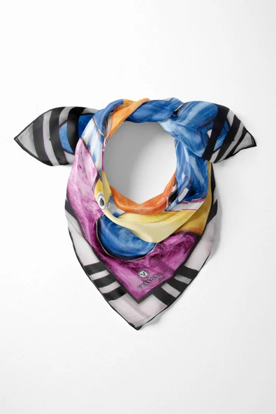 %100 İpek Kadın Desenli Bandana 80x80 ürün görseli 1