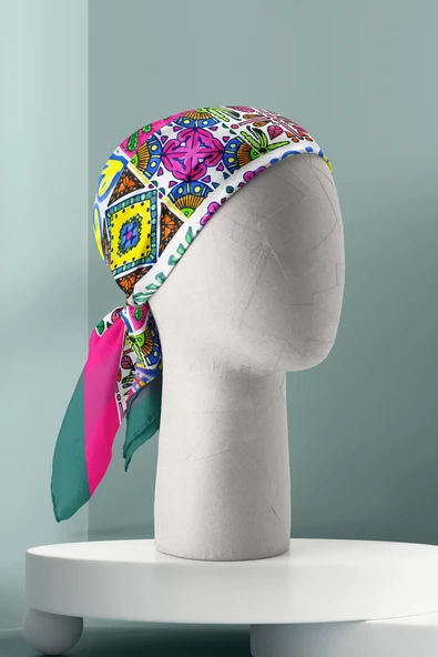 F88  KADIN DESENLİ BANDANA - Resim 3