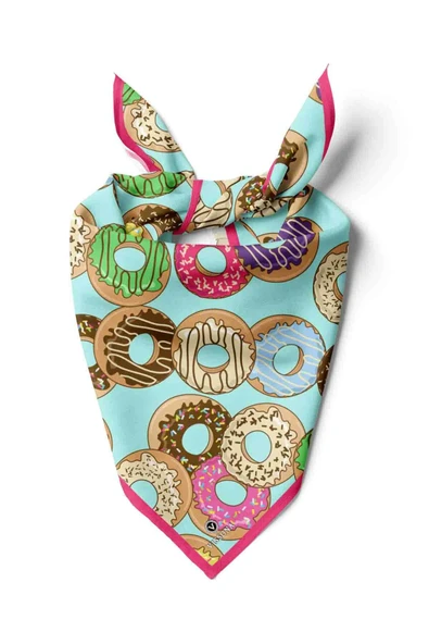 100% Silk Headscarf for Women - 22"x 22" inch Hair Scarf Donut Pattern Silk Headscarf Bandanas Square Silk ürün görseli 1