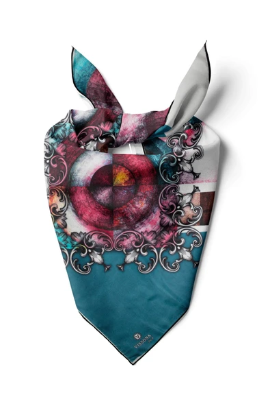 %100 İpek Kadın Desenli Bandana 80x80 ürün görseli 1