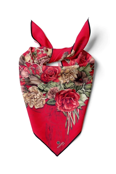%100 İpek Kadın Desenli Bandana 80x80 ürün görseli 1