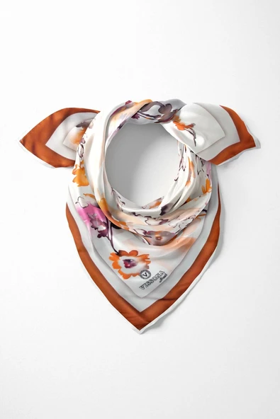 %100 İpek Kadın Desenli Bandana 80x80 ürün görseli 1