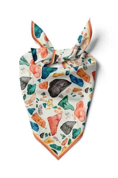 F101 Vissona Geometrik Desenli İpek Bandana ürün görseli 1