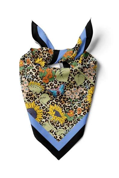 B96 Kadın Sarı Çiçek Desenli 50x50 Bandana ürün görseli 1