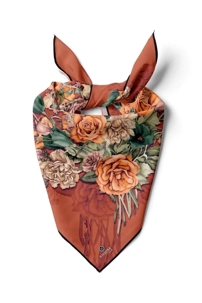%100 İpek Kadın Desenli Bandana 80x80 ürün görseli 1