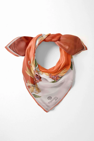 %100 İpek Kadın Desenli Bandana 80x80 ürün görseli 1