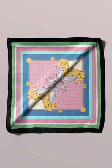 F55 ABSTRACT FLORAL BANDANA - Resim 5