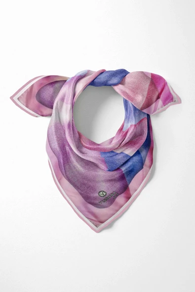 %100 İpek Kadın Desenli Bandana 80x80 ürün görseli 1