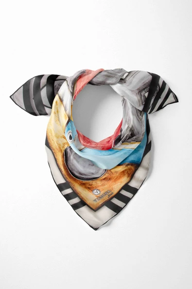 %100 İpek Kadın Desenli Bandana 80x80 ürün görseli 1
