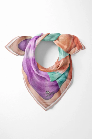 %100 İpek Kadın Desenli Bandana 80x80 ürün görseli 1