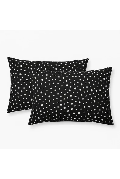 Desenli Pamuklu Yıldız Desen Yastık Kılıfı 2 Adet 50 x 70cm ürün görseli 1