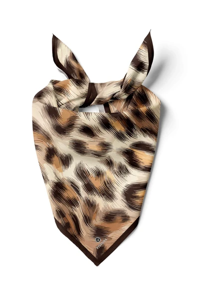 I75 %100 İpek Leopar Desenli Kadın Bandana ürün görseli 1