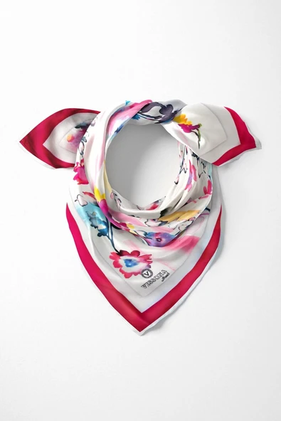 %100 İpek Kadın Desenli Bandana 80x80 ürün görseli 1