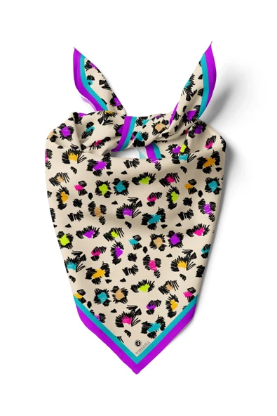 Vissona Leopar Desenli İpek Bandana ürün görseli 1