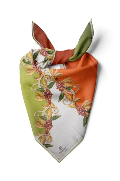 %100 İpek Kadın Desenli Bandana 80x80 ürün görseli 1