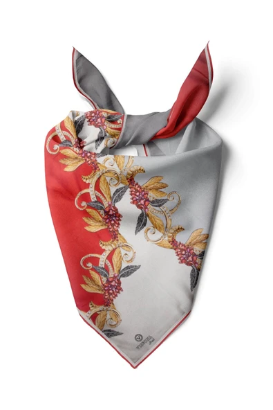 %100 İpek Kadın Desenli Bandana 80x80 ürün görseli 1