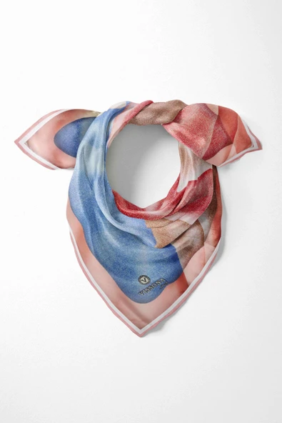 %100 İpek Kadın Desenli Bandana 80x80 ürün görseli 1