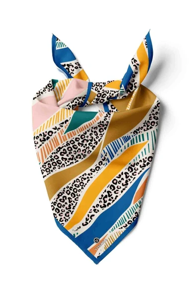 100% Silk Headscarf for Women - 22"x 22" inch Hair Scarf Leopard Pattern Silk Headscarf Bandanas Square Silk 60369 ürün görseli 1