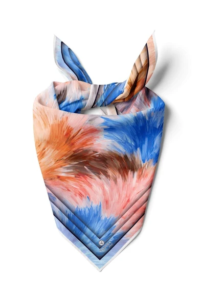 %100 İpek Kadın Desenli Bandana 80x80 ürün görseli 1