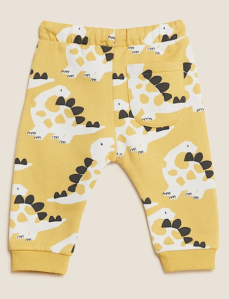 Erkek Bebek Pamuklu Dinozor Jogger Pantolon - Resim 2