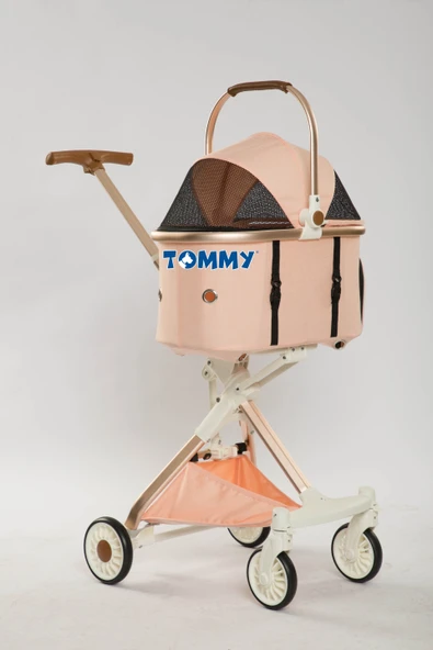 Tommy Evcil Hayvan Arabası Gold Pembe 83*48.5* 110cm Max 10kg ürün görseli 1