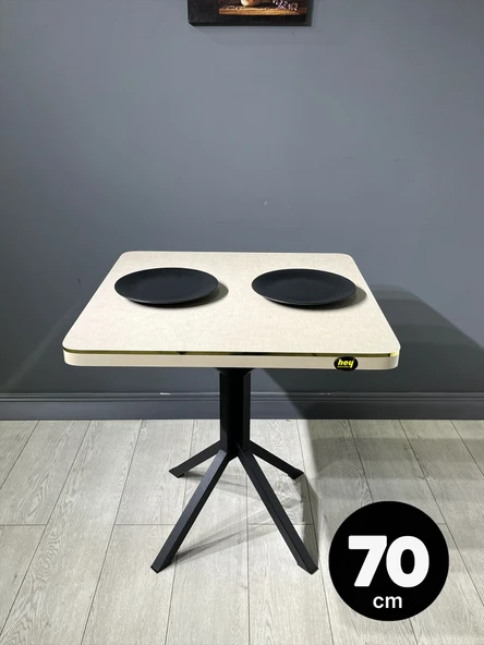 Hey Modüler Mobilya Tepe Koton Vizon Mutfak Yemek Masası Balkon Masası Kavisli Köşe Siyah Ayak 70 cm ürün görseli 1