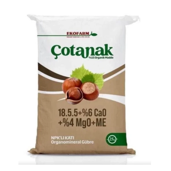 Ekofarm Çotanak 18-5-5 (+15 Organik Madde+ 6 Ca + 4 Mg + ÇİNKO ) 25 kg Gübre ürün görseli 1