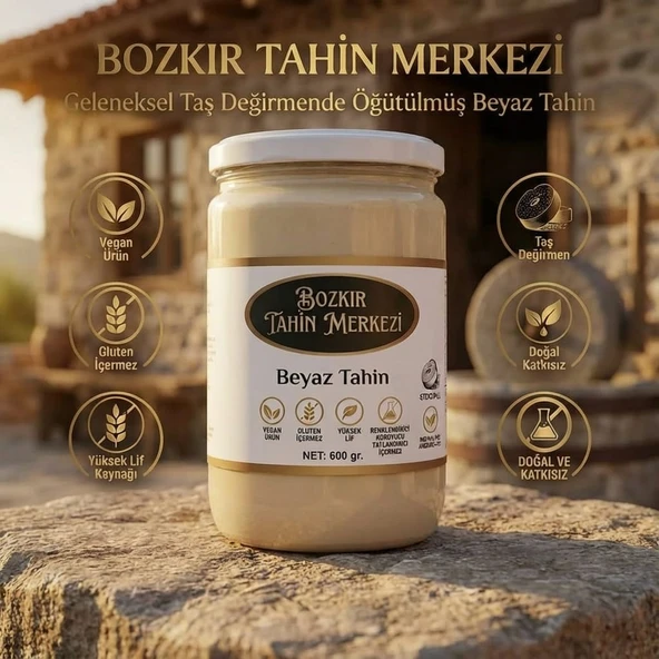Bozkır Tahin Merkezi Taş Değirmeni Beyaz Tahini 600 gr (doğal & Vegan) ürün görseli 1