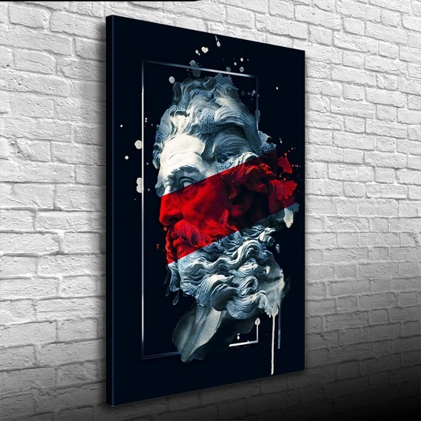Soyut Siyah, Kırmızı ve Gri Tonlarda Heykel Figürü Kanvas Tablo 50 x 70 ürün görseli 1