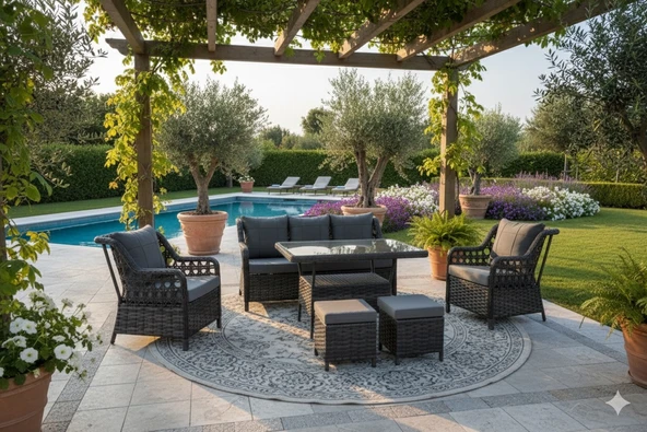 LİV Concept Lüks Rattan Oturma Ve Yemek Seti 7 Kişilik - Bahçe/balkon ürün görseli 1