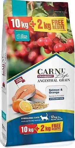 Carni Life Cranberry Somonlu ve Portakallı 12 kg Kısırlaştırılmış Yetişkin Kedi Maması ürün görseli 1
