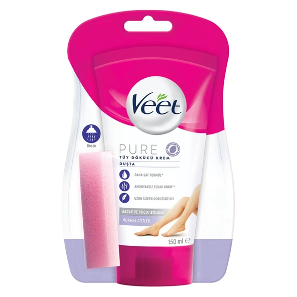 Veet Pure Duşta Tüy Dökücü Krem Normal Ciltler 150 Ml 4 Adet ürün görseli 1
