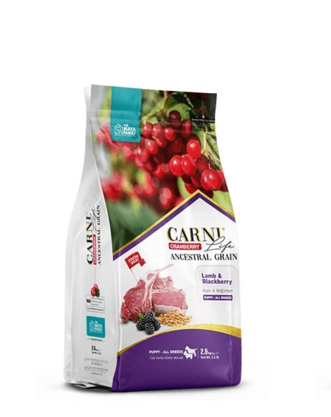 Carni Life Kızılcık Kuzu Etli ve Böğürtlenli Tüm Irklar İçin Yavru Köpek Maması (2,5 kg) ürün görseli 1