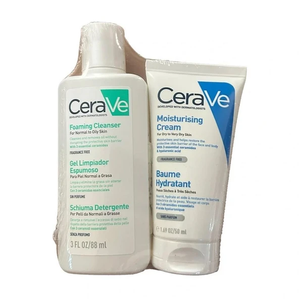 Cerave Set - Köpüren Cleanser 88 ml + Moisturising Cream Kuru ve Çok Kuru Ciltler İçin 50 ml ürün görseli 1