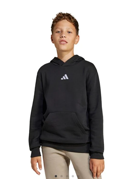 adidas Sport Lifestlye Fleece Çocuk Siyah Kapüşonlu Sweatshirt JC9772 ürün görseli 1