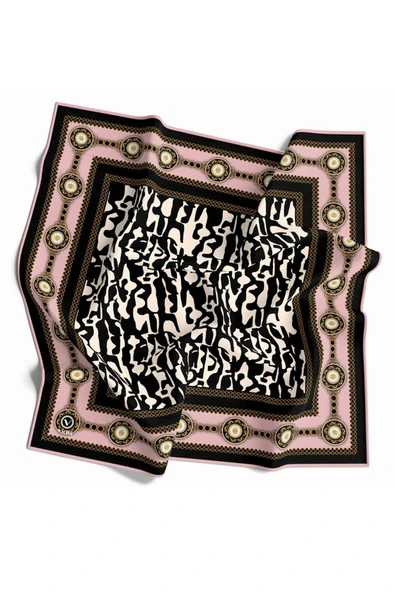Twill Dalmaçya Desenli Pudra Renkli 90x90 Eşarp (İpek İçermez) Kenar Dikiş Şekli El Dikişli ürün görseli 1