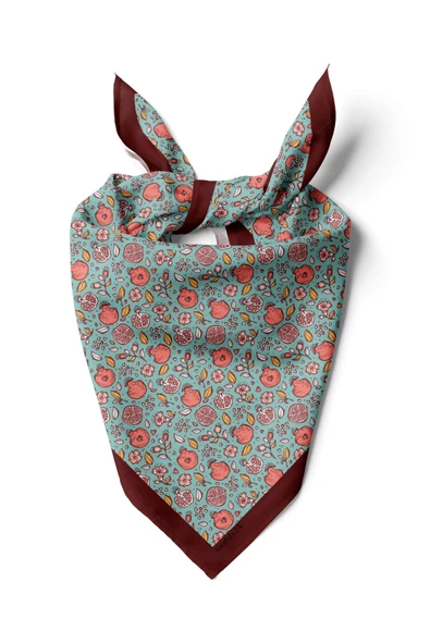 Kadın Açık Mavi Küçük Nar Desenli 50x50 Bandana DG0736 ürün görseli 1