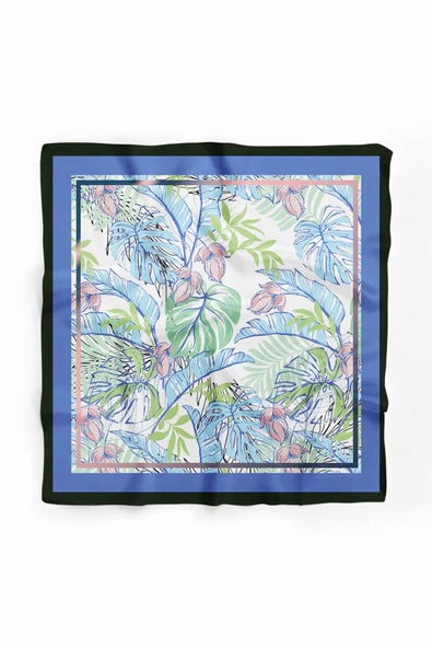 A100 Kadın Yeşil Yaprak Desenli 50x50 Bandana HYL DG01349-22 ürün görseli 1