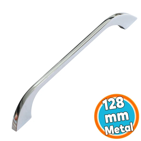 Metal Mobilya Mutfak Dolabı Çekmece Dolap Kulpları Kapak Kulpu Kulbu Kulp 128 mm Krom Renk ürün görseli 1