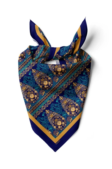 Y5 Kadın Tulip and Drop Desenli 50x50 Bandana DG0677-22 ürün görseli 1